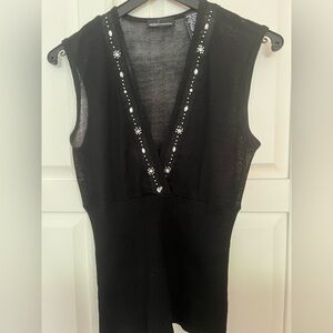 2for1💕🍭Victoria's Secret  73%Silk 27%cashmere Black Sleeveless V-Neck Knit Top
